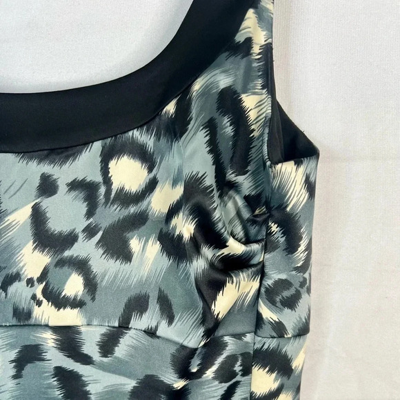 Donna Ricco New York Animal Print Fitted Midi Dress Sleeveless Black Gray Sz 4 - Picture 6 of 13